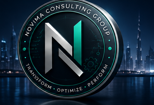 Novima badge logo with Dubai skyline